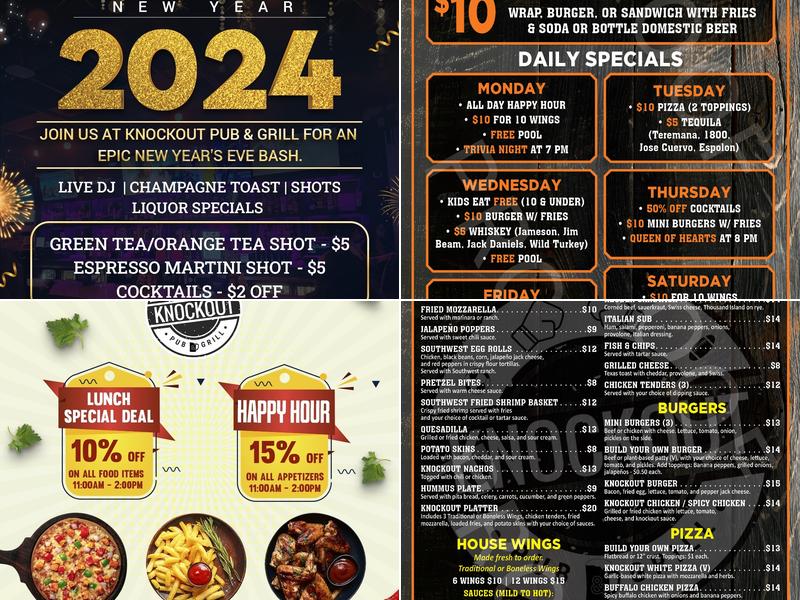 Knockout Pub & Grill Menu