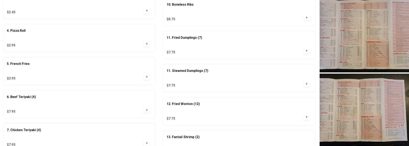 Panda Chinese Restaurant Menu