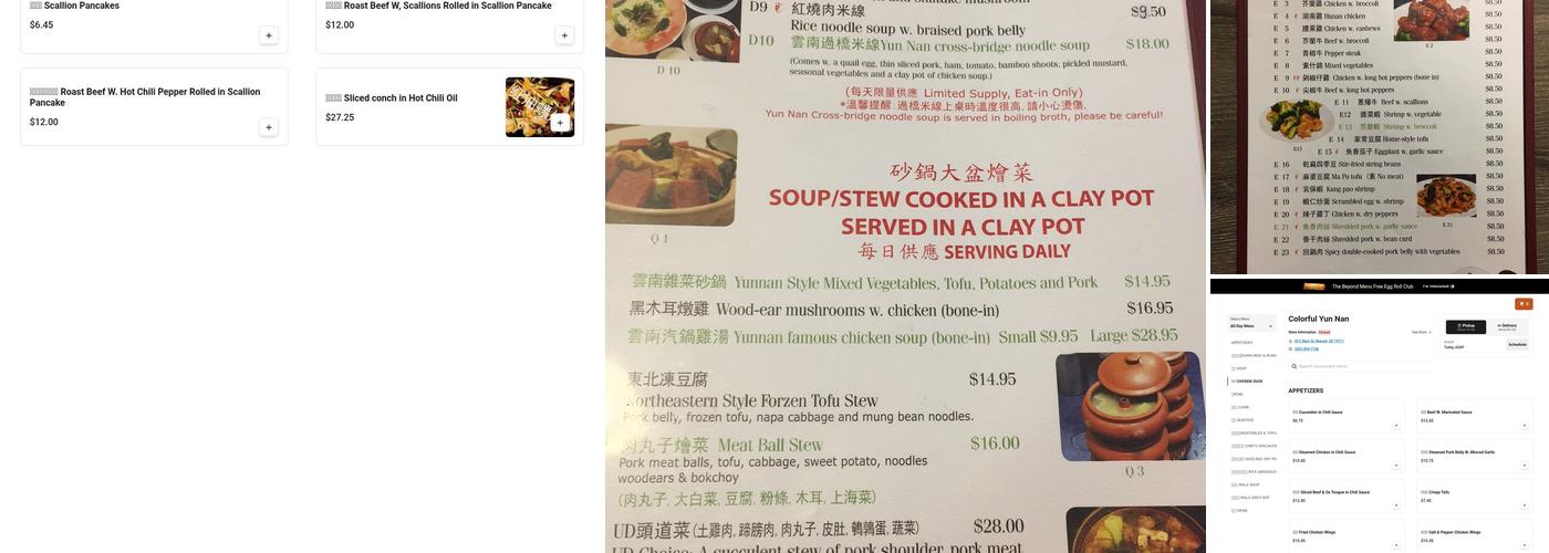 Colorful Yun Nan Menu