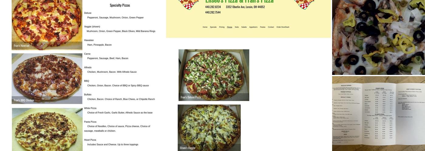 Fran’s Pizza Menu