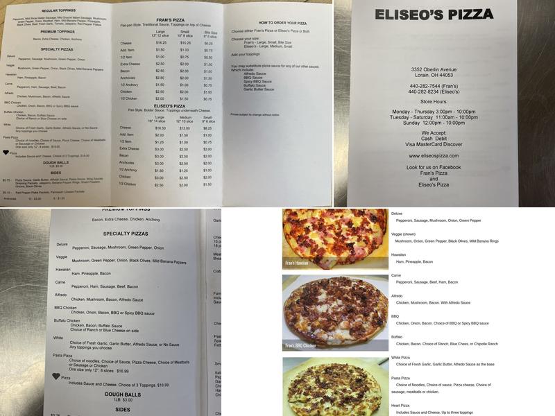 Fran’s Pizza Menu