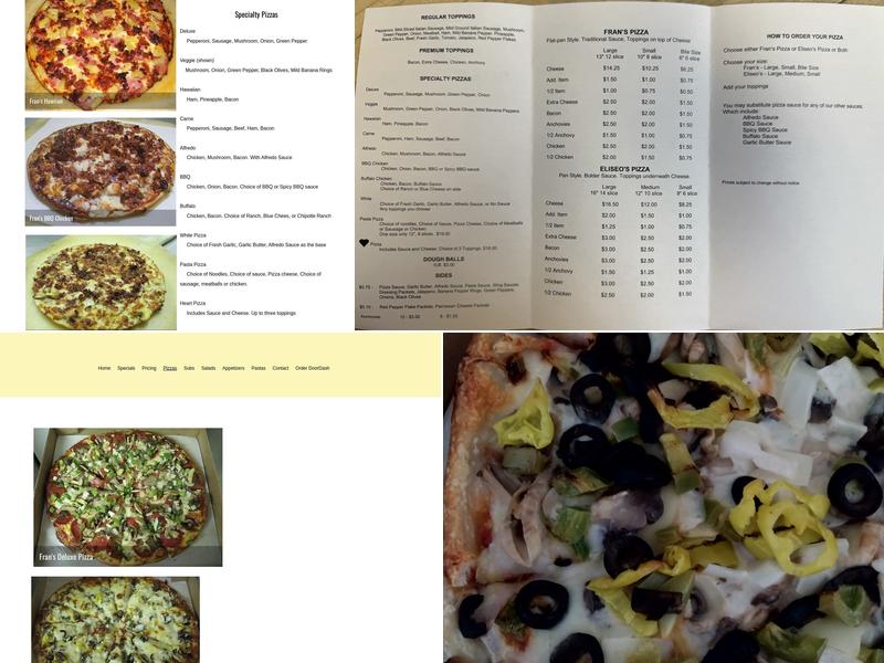 Fran’s Pizza Menu