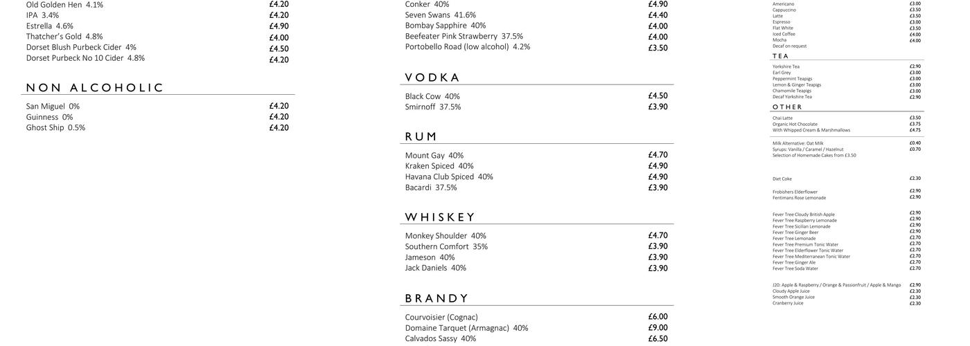 NINE Restaurant and Bar Menu