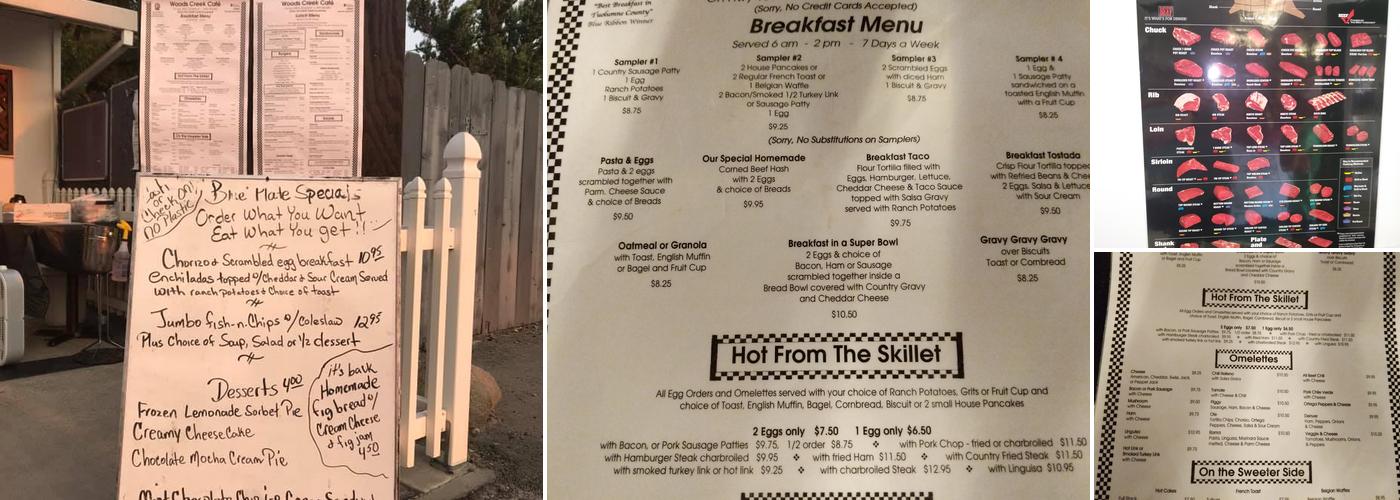 Woods Creek Café Menu