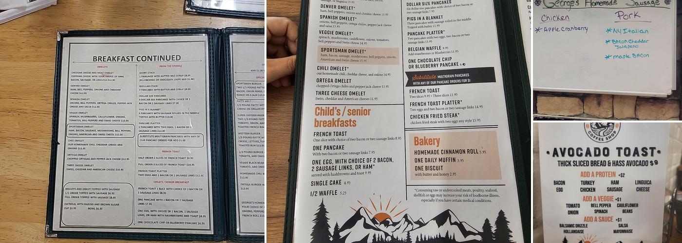 Sportsman Coffee Shop Menu