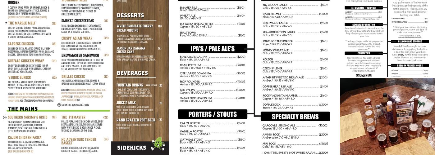 The Brew Kettle Amherst Menu