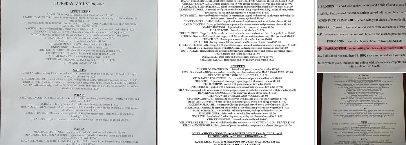 Lone Tree Tavern Menu