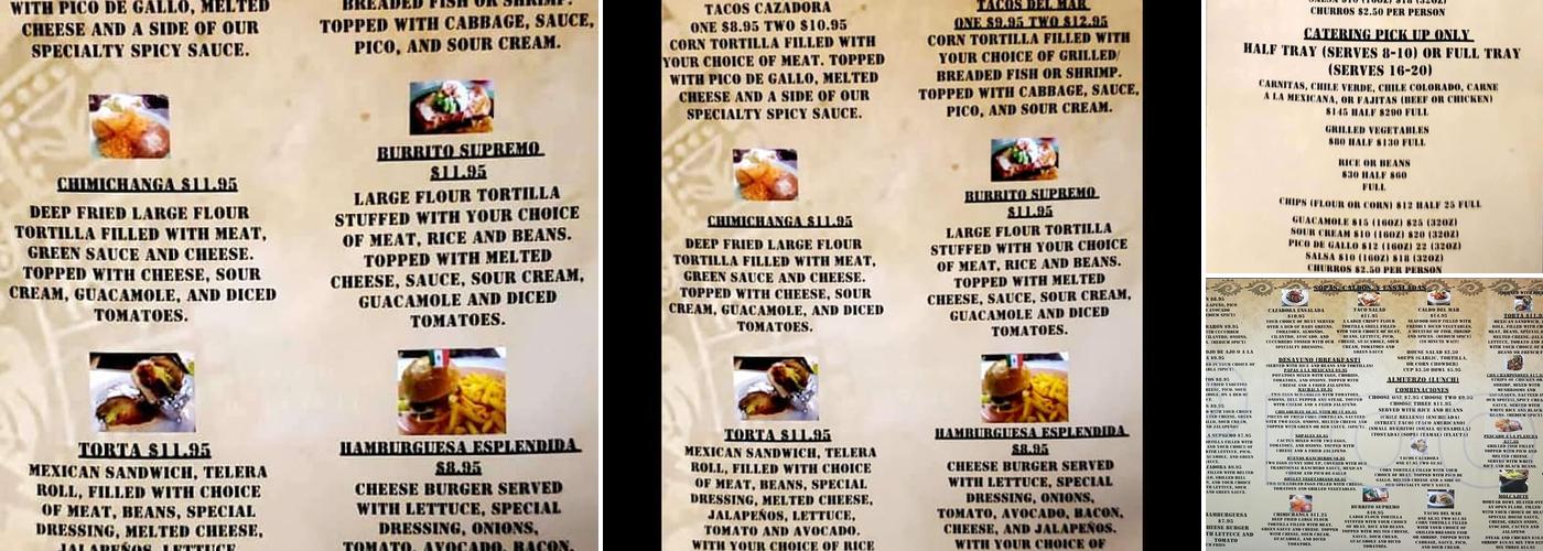 CAZADORA RESTAURANTE Menu