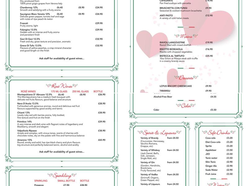 San Tonino Restaurant Menu