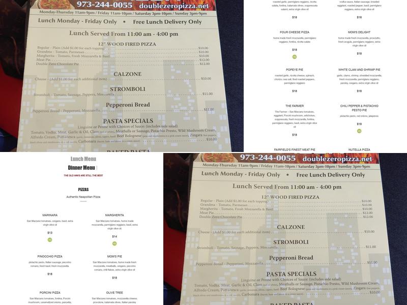 Double Zero Pizza Menu