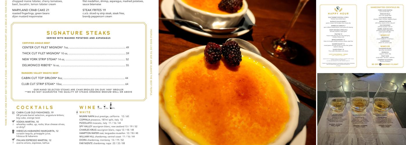 Cabin Club Menu