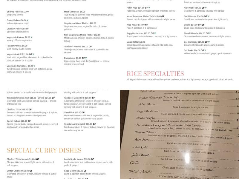 Cafe Tandoor Menu