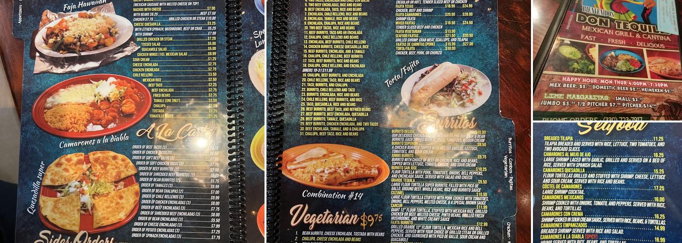 Don Tequila Medina Menu