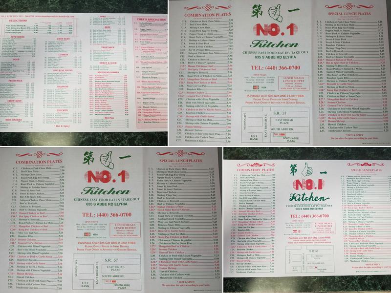 No. 1 Kitchen Menu