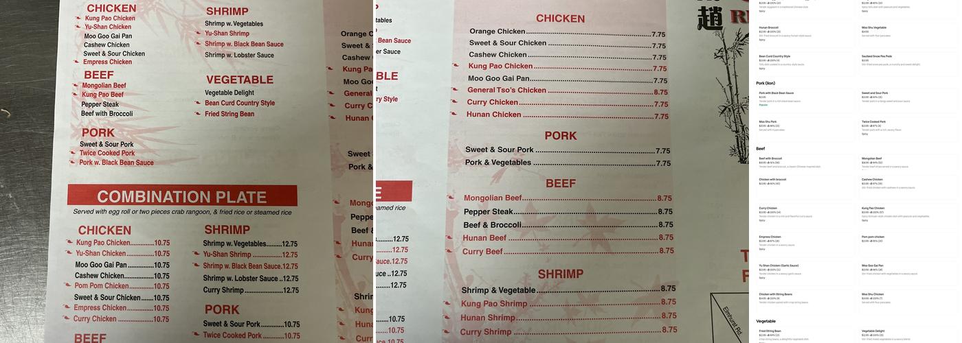 China Renaissance Menu