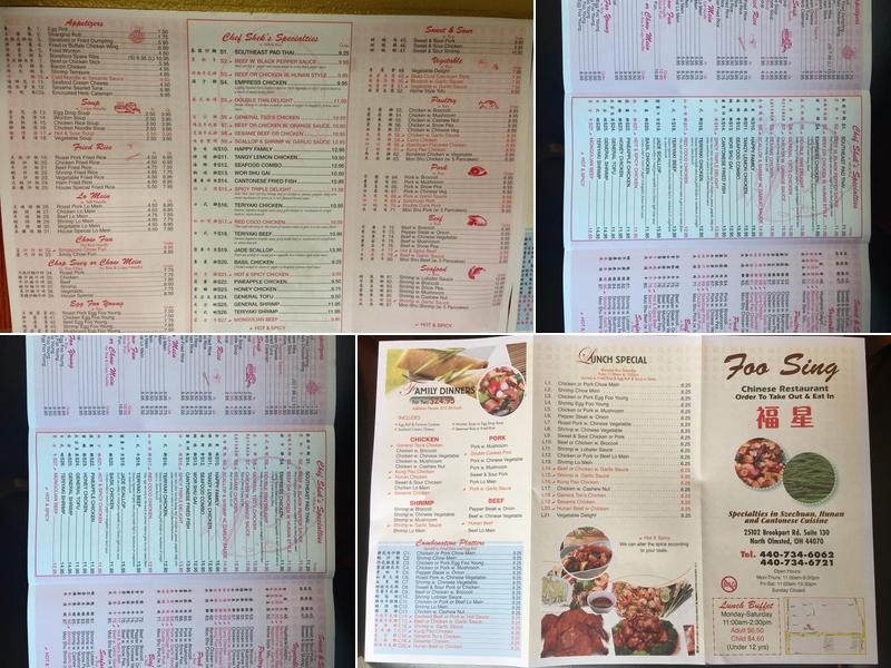Foo Sing Chinese Restaurant Menu
