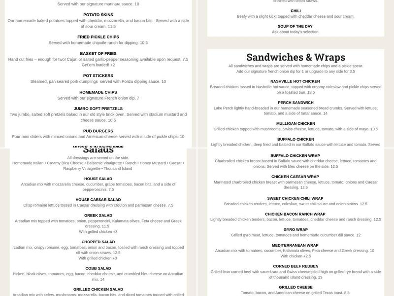 Mulligan's Pub & Grille Menu