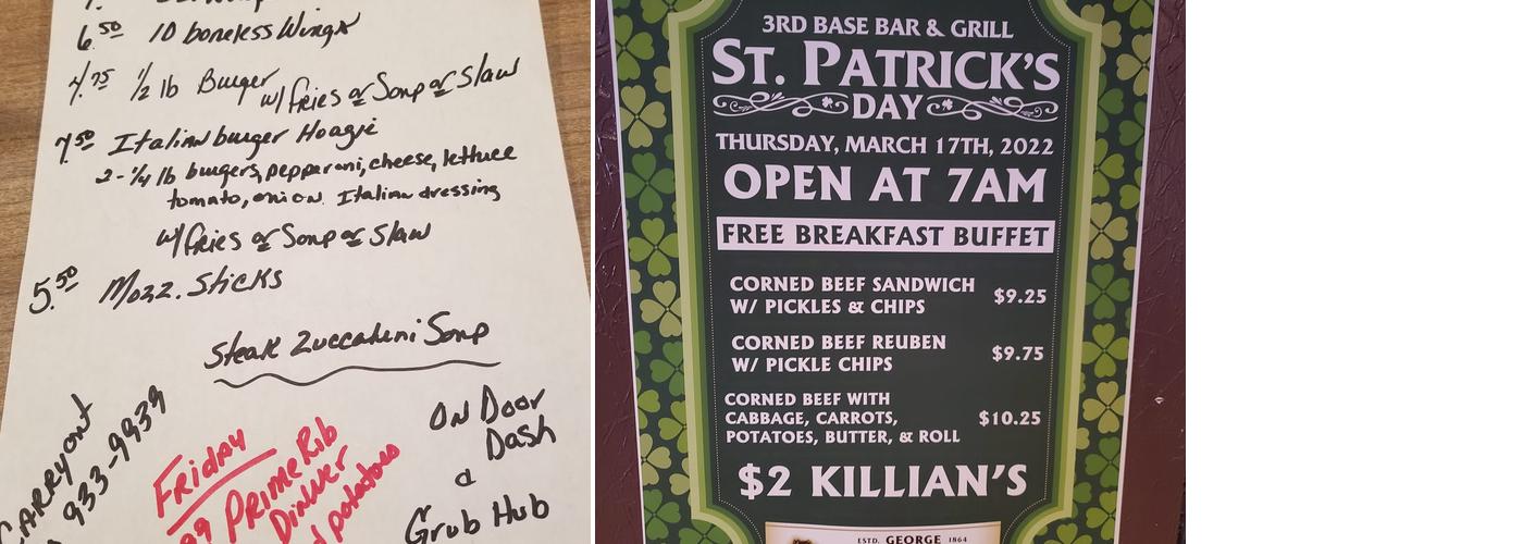 3rd Base Bar & Grill Menu