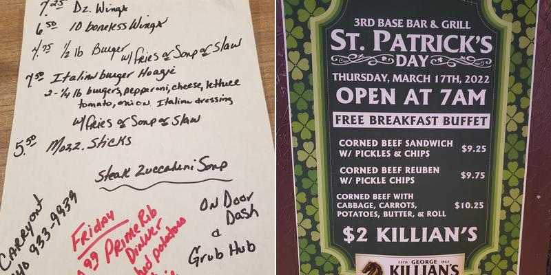 3rd Base Bar & Grill Menu