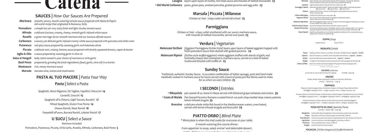 Mama Catena Vino e’ Cucina Menu