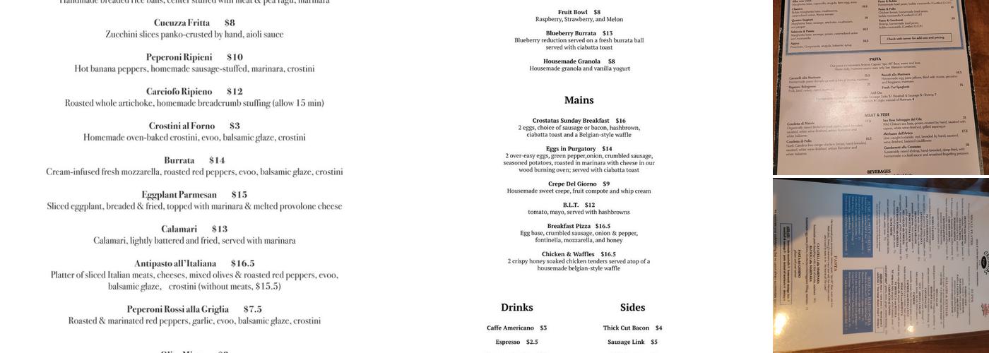 Crostatas Rustic Pizza Menu