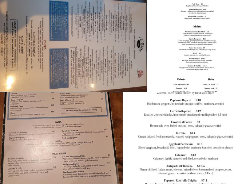 Crostatas Rustic Pizza Menu