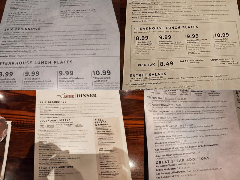 LongHorn Steakhouse Menu