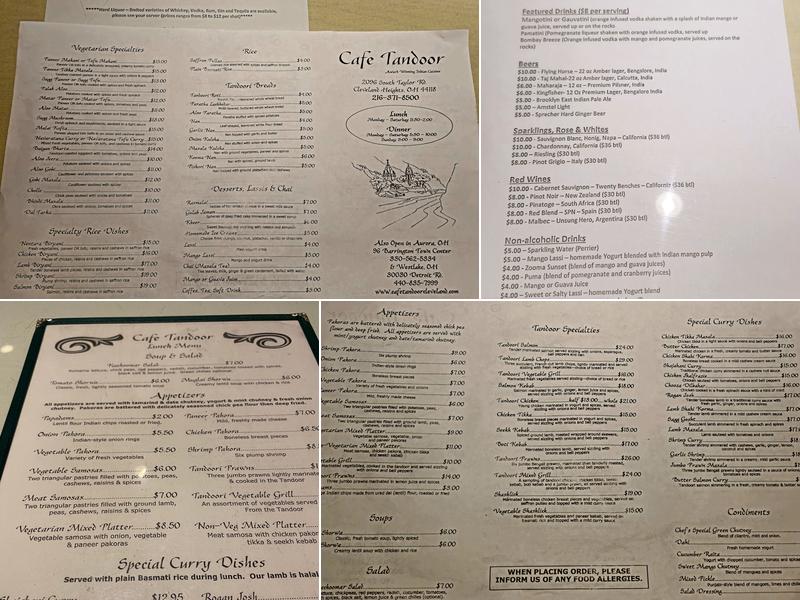 Cafe Tandoor Menu