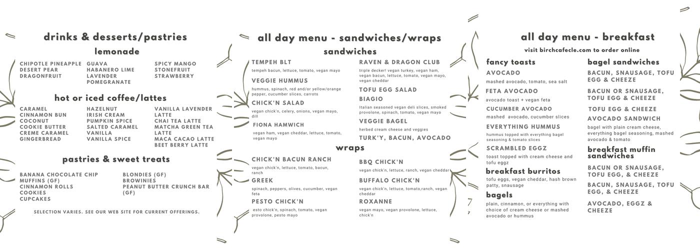 Folgers Café Menu