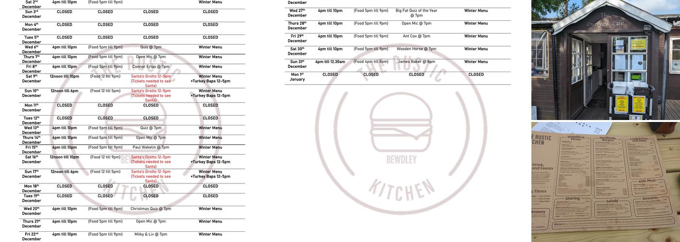 The Rustic Kitchen Menu