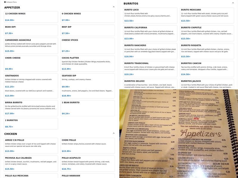 Cocos Locos Willoughby Menu