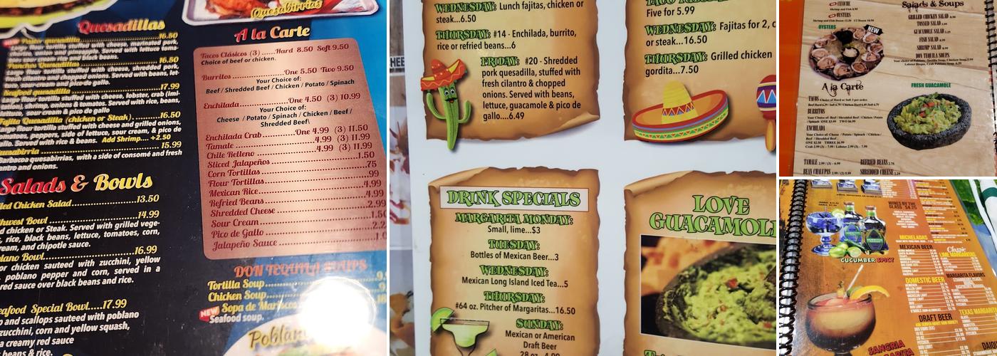 Don Tequila Mentor Menu