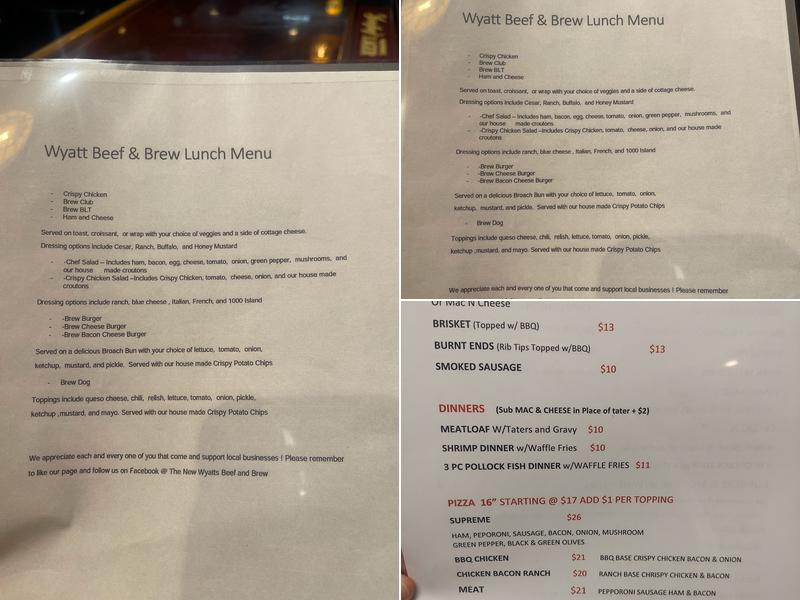 Wyatt's Beef & Brew Menu