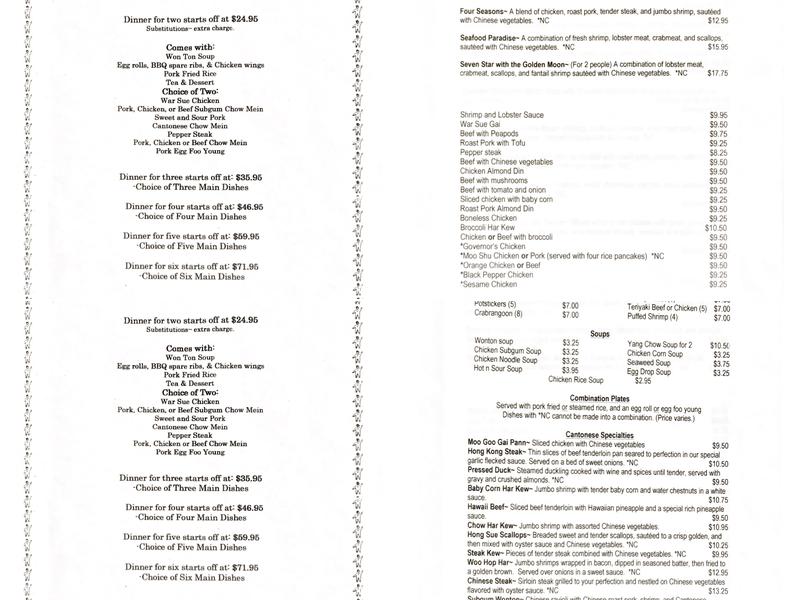 Chin's Pagoda Restaurant Menu