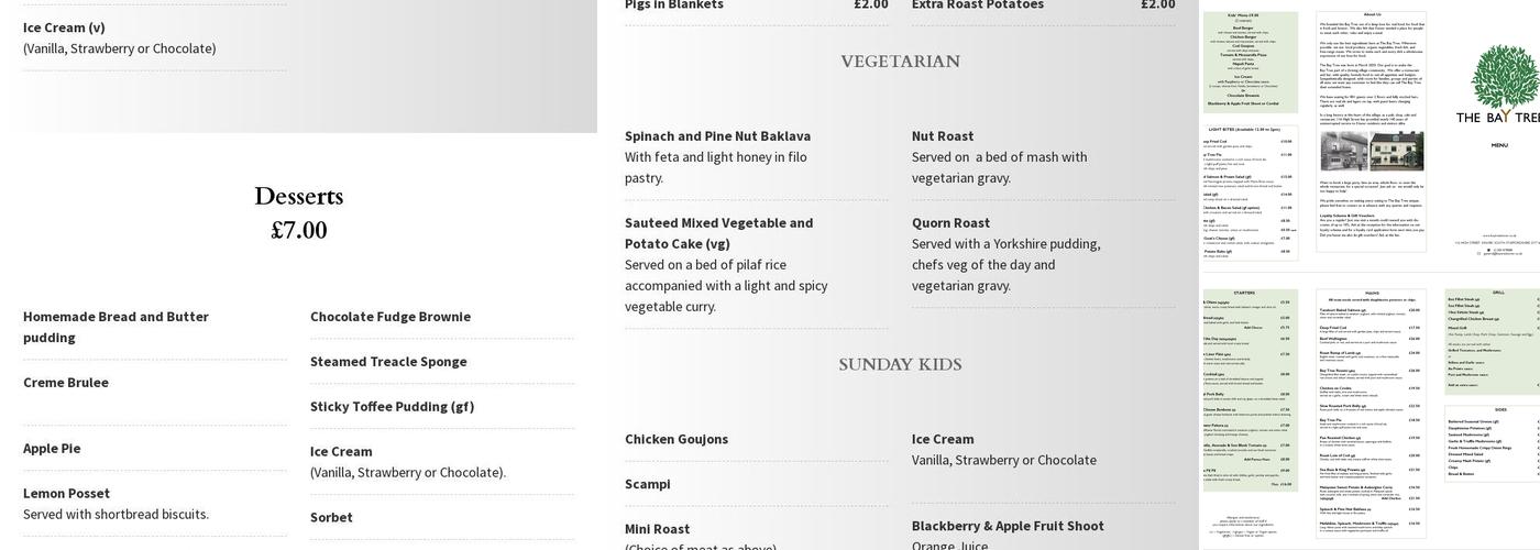 Bay Tree Restaurant Menu