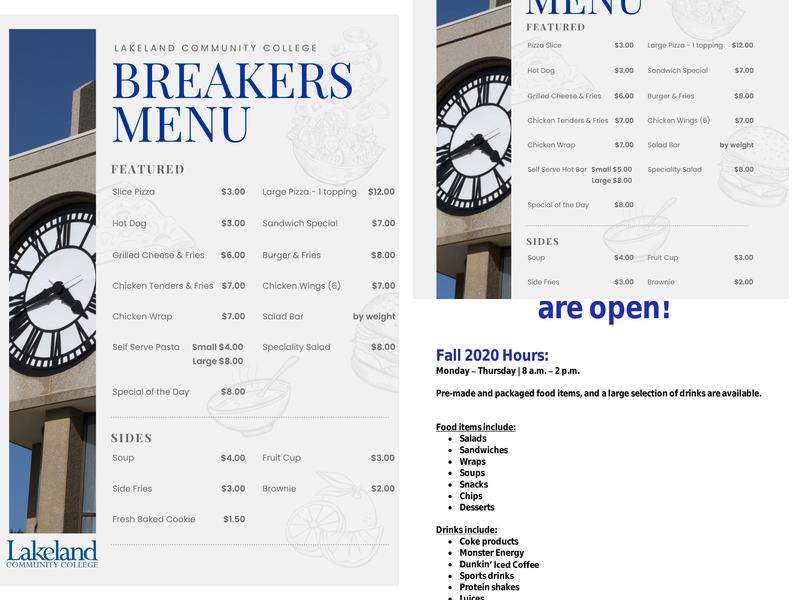 Breakers Dining Hall Menu