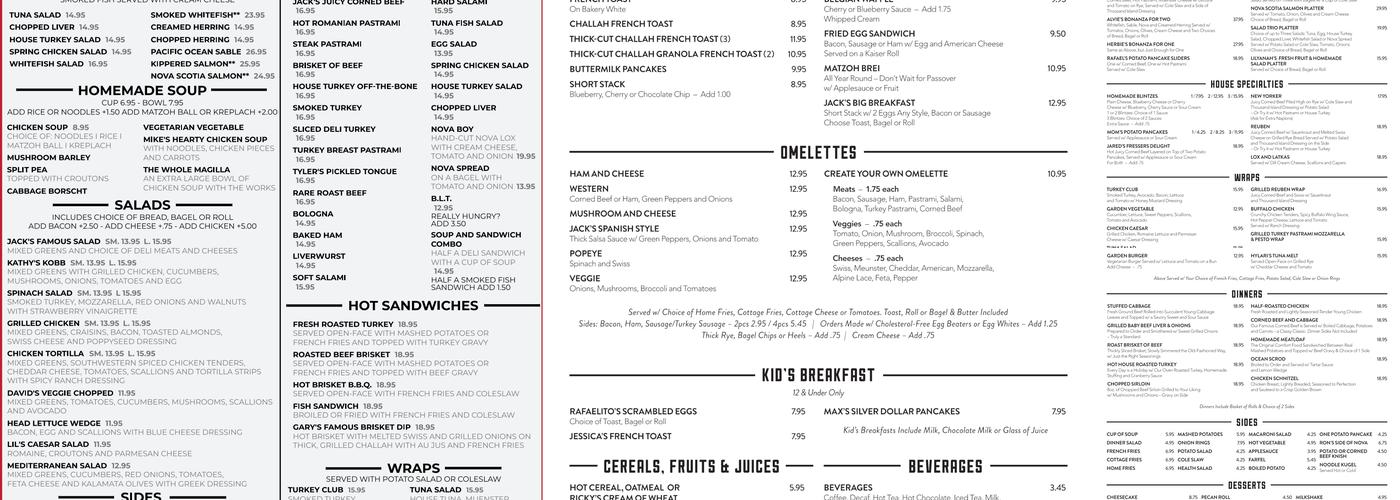 Jack's Deli and Restaurant Menu
