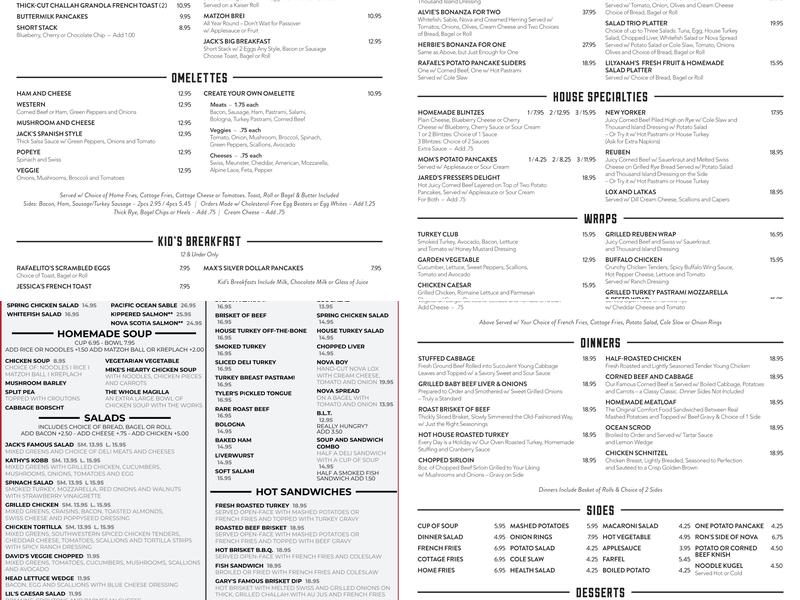 Jack's Deli and Restaurant Menu