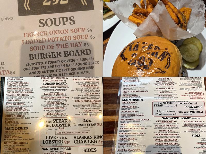 Tavern 292 Menu