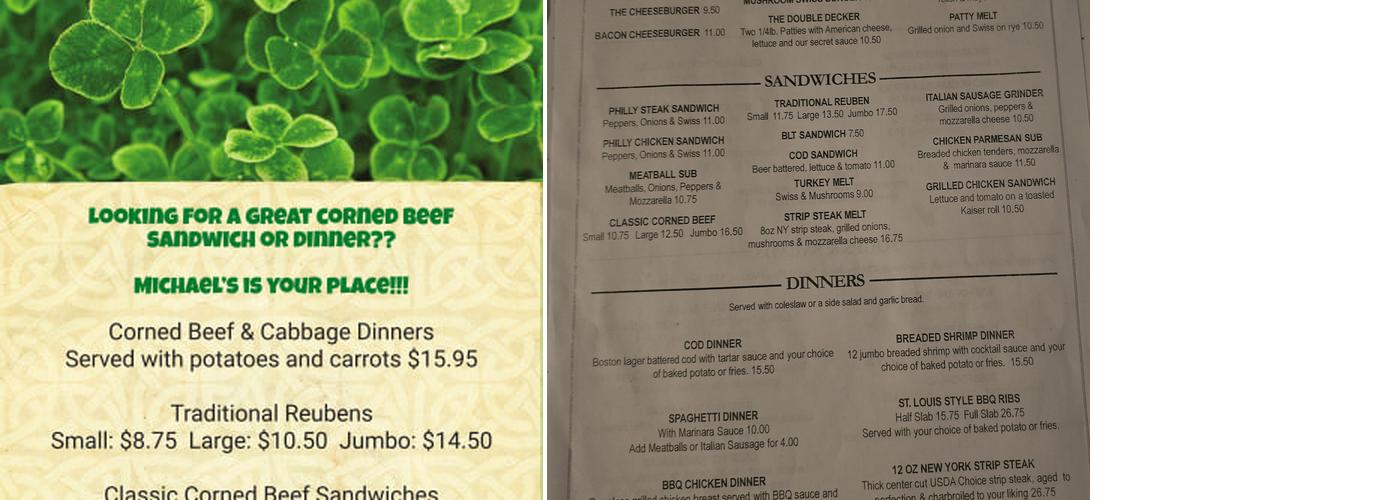Michael's Bar & Grille Menu