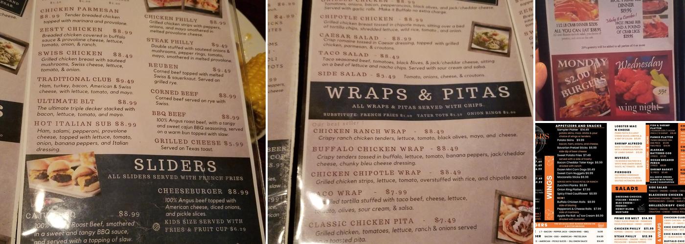 Bumpers Bar & Grill Menu