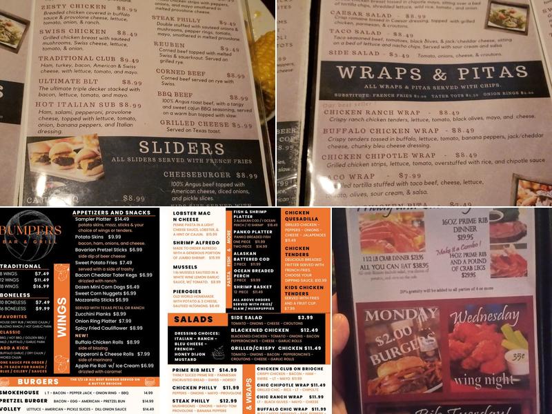 Bumpers Bar & Grill Menu