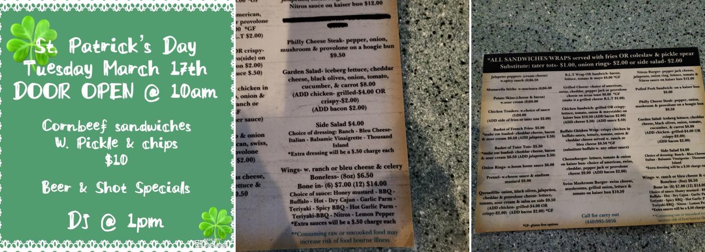 Nitros Bar & Grill Menu