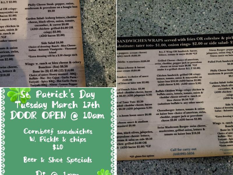 Nitros Bar & Grill Menu