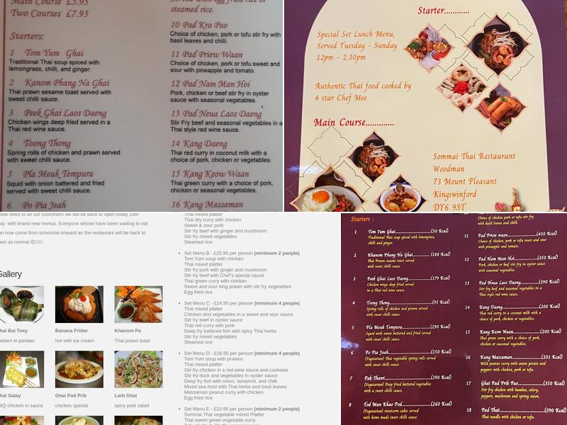Sommai Thai Restaurant Menu