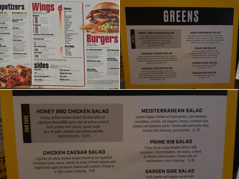 Buffalo Wild Wings Menu