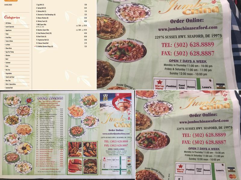 Jumbo China Menu
