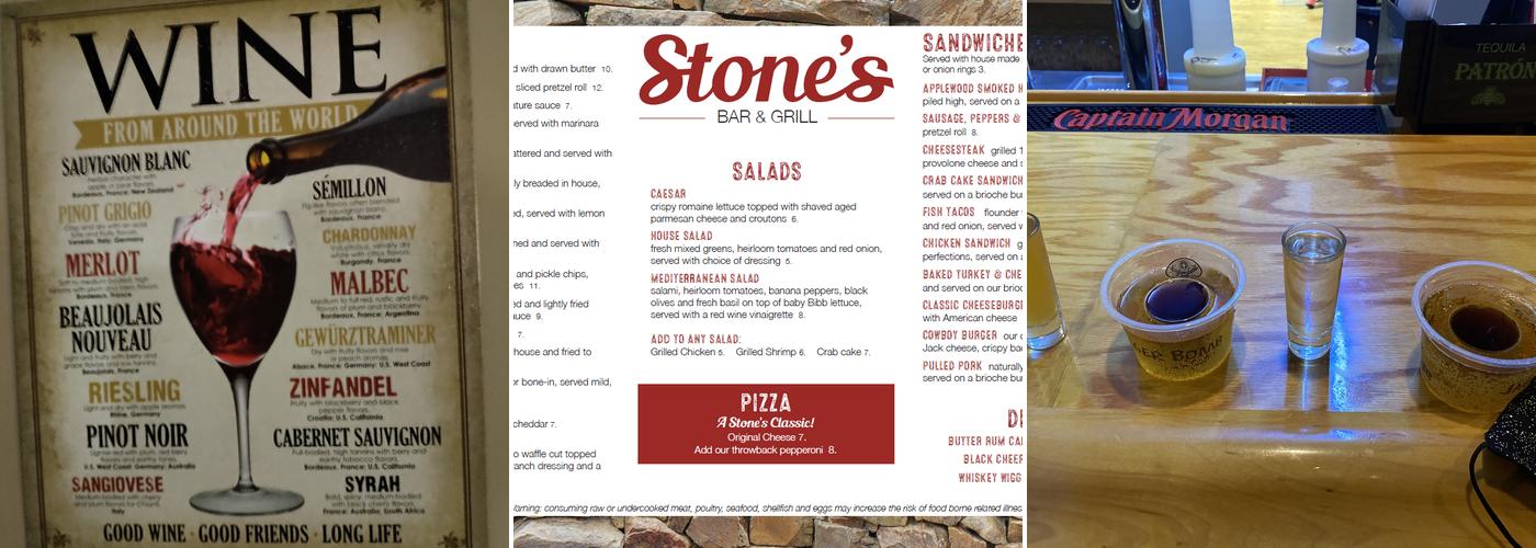 Stone's Bar & Grill Menu