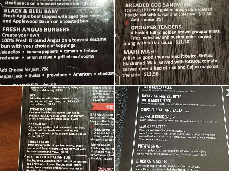 Rick's Tavern & Grille Menu