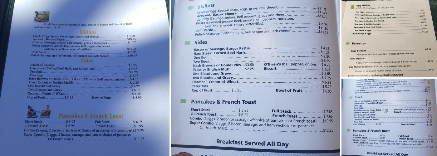 Cracked Egg Cafe Menu